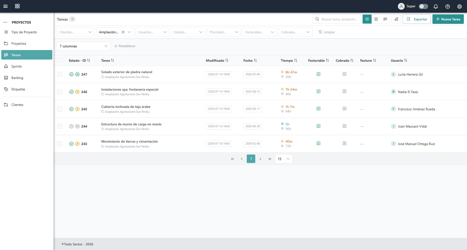 Captura real: la app en el móvil del técnico